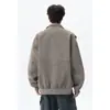 Estilo retro americano Hong Kong, de alta qualidade, plus size, jaqueta de couro de alta qualidade para homens, corte solto, gola alta, com zíper, top casual, adequado para casais