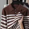 Recomendación popular: Fábrica de suéteres de punto a rayas con cuello Henry de marca moderna, prendas de punto para hombre directamente del fabricante