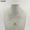 Wt-N1496 Pequeño y Exquisito Gema de Color Turquesa Jade Rojo y Chapado en Oro de 18K Cadena de 18 pulgadas Collar Suéter