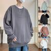 Moletom Masculino Estilo Americano Primavera, Outono e Inverno 2026 Gola Redonda Solto Casual Base Camiseta Manga Longa Ins Tamanho Grande com Lã