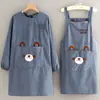 Blusa de Manga Larga para el Hogar y la Cocina para Mujer para Usar Delantal de Pana Anti-Manchas de Dibujos Animados Ropa de Trabajo Especial para Catering