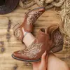 Botas Martin retro de tacón bajo y tacón grueso de color liso bordadas, de comercio exterior talla grande, estilo europeo y americano, novedad otoño e invierno 2026, para mujer