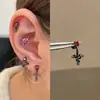 ¡Control colgante! Tienda RINGRING Aretes de Acero de Titanio Cruzados Aretes de Cierre de Tornillo Aretes de Clavo de Hueso Aretes Colgantes
