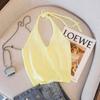 Chaleco de verano para niñas, estilo coreano, con personalidad para niños, cuello en V y cordones, estilo moderno y elegante.