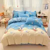 Conjunto de Quatro Peças em Algodão Escovado 100% Classe A Quente e Fresco Conjunto de Roupa de Cama Espesso Super Macio Algodão Puro Conjunto de Quatro Peças
