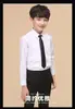 Camisa branca de algodão para meninos Roupas de desempenho de manga comprida Camisa branca feminina do ensino médio Vestido de menino para crianças Uniforme escolar do aluno