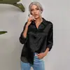 Camisa de Mujer Europea y Americana Otoño 2024 Independiente Transfronteriza Amazon Manga Larga Solapa Jacquard Satinado Estampado Leopardo Elegante