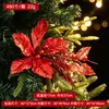Decoraciones navideñas transfronterizas, ramas de flores rojas artificiales, adornos para árbol de Navidad, flores de terciopelo, decoraciones para ambiente de fiesta
