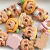 Urso de banho fofo de desenho animado urso infantil feito à mão diy acessórios de cola de creme resina adesivo de geladeira pacote de material para grampo de cabelo