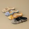 Zapatos Mary Jane Planos Tejidos de Punta Cerrada sin Cordones con Lazo Estilo Francés Nuevos de Verano para Mujer