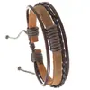 Acessórios europeus e americanos da moda, mais vendidos: pulseira de couro tecida à mão em estilo vintage simples, ajustável para homens e mulheres, adequada para estudantes