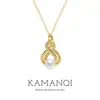 Collar de Perlas con Símbolo de Infinito Eterno de Moda Chapado en Oro Real Lujo Ligero Nicho Diseño de Alta Gama Cadena de Clavícula de la Suerte