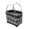 Bolsa de Palha Tecida à Mão Estilo Novo para Legumes Bolsa de Mão Grande Capacidade Plástico de Praia Bolsa Feminina para Compras e Férias