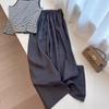 ¡Pantalones inflables, parte superior del cuerpo gigante delgado! No elijas personas ~ diseño de cordones con cintura elástica pantalones rectos de lino marrón