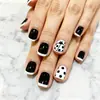 Estilo Ins Blanco y Negro Estilo Francés Uñas Portátiles Mariquita Lunares Pegatinas para Uñas 2026 Modelo Nuevo Uñas Postizas Reutilizables