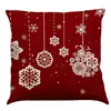 Amazon Temu Más Vendido Funda de Almohada de Algodón Estampada Roja Navideña Cojín para Sofá Cojín para Coche