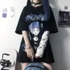 Camiseta europea y americana 2023 para mujer, top oscuro, manga corta gótica, chica mala, cuello redondo