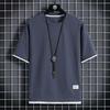 Waffle Ice Silk camisa fina manga curta masculina T-shirt loose plus size gordo pescoço redondo meia manga meia manga meia manga