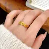 Anillo de Cinco Emperadores con Hielo Triturado Chapado en Oro, Anillo Ajustable de Lujo Ligero de Gama Alta para Dedo Índice, Anillo de Abundancia de Dinero Estilo Chino Nuevo