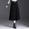 Falda de Color Sólido de Línea A a la Moda para Mujer, Nuevo Estilo Otoño/Invierno 2026, Cintura Alta, Adelgazante, Oculta el Vientre, Elegante de Longitud Media