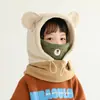 Chapéu Infantil, Cachecol, Máscara, Tudo-em-Um à Prova de Vento com Proteção para Orelhas, Chapéu Pulôver Quente, Chapéu Frio de Desenho Animado de Animal Fofo para Outono e Inverno