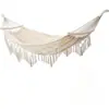 Hamaca con Borlas Columpio Exterior Anti-Vuelco Hamaca Tejida para el Hogar Camping al Aire Libre Dormitorio Doble Lona Hamaca