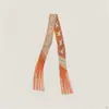 Bufanda de Seda con Cinta de Borlas para Mujer, Accesorio de Bufanda Larga, Decoración para Asa de Bolso, Pañuelo Pequeño de Seda Sarga Estilo Artístico Vintage