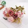 Ramo de Flores Artificiales de Rosa Vintage Estilo Francés para Decoración de Sala de Estar y Comedor, Flores Falsas de Lujo, Accesorios para Fotos, Arreglos Florales de Boda