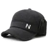Gorra de Lana de Moda para Hombre para Otoño e Invierno, Gorra Plana Trendy Estilo Coreano para Adultos Mayores, Gorra de Visera de Pato con Protección para los Oídos