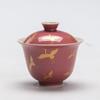 Moji feijão claro vermelho dourado crane tampa Bowl kung fu chá set cerâmica antiga tigela de chá doméstico cobertura Bowl