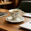 Juego de Taza y Platillo de Café de Cerámica Lujo Ligero Diseño de Nicho Tazas para el Té de la Tarde Hogareño Regalos Prácticos para Mudanzas Souvenir