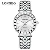 Relógios de Casal Longbo para Homens e Mulheres, Pulseira de Aço Inoxidável, Relógio de Quartzo, Modelo Popular de Comércio Exterior, Relógio à Prova d'Água com Cravação de Diamantes, Relógio Fangsheng
