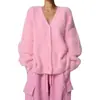 Cárdigan de Punto con Cuello en V para Mujer Tallas Grandes, Nuevo Estilo Otoño e Invierno, Piel Sintética de Visón, Estilo Holgado y Relajado, Envío Directo desde la Fuente