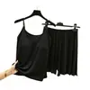 Conjunto de dos piezas para mujer de verano, modal, color liso, sexy, delgado, para casa, con camisola acolchada y shorts