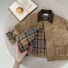 Abrigo de Primavera y Otoño para Niños 2025 Primavera para Niños y Niñas Marca de Moda Japonesa y Coreana Chaqueta Patchwork de Cuadros Abrigo Clásico para Bebé Estilo Occidental