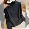 Camisa de manga larga con cuello mao a la moda estilo francés para mujer, nueva tendencia versátil otoño 2026, blusa elegante ajustada