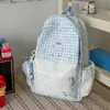 Mochila de Cuadros y Lunares Estilo Coreano Literario Estilo Harajuku Mochila Fresca Para Estudiantes de Secundaria y Preparatoria Bolso Escolar para Clase