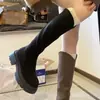 Botas Altas Melard para Otoño e Invierno, Circunferencia de Pantorrilla Ampliada, Botas Elásticas para Mujeres de Tallas Grandes, Efecto Adelgazante para Piernas Gruesas, Botas Altas de Suela Gruesa con Corte en V
