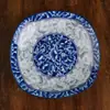 Conjunto de Tigela e Prato de Porcelana Azul e Branco, Tigelas e Pratos Coloridos Sob Esmalte, Louça de Peônia, Tigelas de Arroz, Tigelas de Sopa, Cerâmica de Alta Temperatura, Novos Pratos com Padrão de Peônia Estilo Chinês