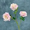 Rosa sweetheart artificial de 3 cabeças para decoração de casamento, decoração de casa, arranjo floral, rosa serigrafado, ornamentos de flores artificiais transfronteiriços, atacado