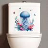 Decoração Transfronteiriça Flor Medusa Azul Borboleta Adesivo de Banheiro Banheiro Vaso Sanitário Autoadesivo Removível Adesivo de PVC