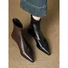 Botas femininas retrô estilo francês, bico fino, salto grosso, cano justo em stretch, novas botas de tornozelo versáteis e estilosas para outono e inverno 2025