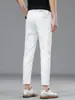 Jeans branco cropped para homens para primavera e verão, moderno, slim fit, de alta qualidade, versátil, com stretch, calça branca pura de 9 pontos
