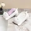 Caixa de Sabão Plástica de Gato Fofo de Desenho Animado ABS Criativa Sem Acúmulo de Água Rack de Armazenamento de Caixa de Sabão de Banheiro Dreno Sanitário