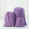 Bolsa de terciopelo de color liso con cordón, suave y amigable con la piel, Accesorios para joyería, Bolsa de embalaje de belleza, Bolsa de protección para joyería, Personalizable