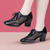 Zapatos de Baile de Verano de Cuero Genuino, Zapatos para Baile Cuadrado, Zapatos de Baile Moderno Antideslizantes de Tacón Bajo, Transpirables, Absorbentes de Sudor, Cómodos para los Pies, Zapatos de Pasarela