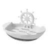 Porta Jabón Velero, Jabonera Pequeña con Forma de Barco, Adhesivo sin Taladro para Montar en Pared para Baño del Hogar, Estante de Almacenamiento con Drenaje