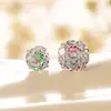 Henson Color Doble Gradiente Corte Rosa Circonita Acero de Titanio Tornillo Hélice Hélice de Oreja Uña de Oreja Nicho Pendientes de Alta Gama para Niña