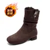 Botas para Niña 2026 Otoño e Invierno Nuevas Versátiles Vintage Botines Cortos Plisados para Niñas Pequeñas, Botas Delgadas a Media Pantorrilla