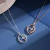 Collar Corazón del Sol y la Luna para Mujer Estilo Coreano Cyber Celebrity ins Frío Lujo Ligero Cadena de Cuello Collar Giratorio de Sol, Luna y Estrella